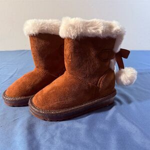 Sugar Toddler Girls Pull On Boots Brown With White Fur Size 7 Winter Casual